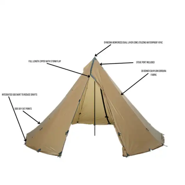 tentoten プニてん BIG ブラウン フィールドスタイル 8 Person Tipi - Brown, No Screen | Guidefitter